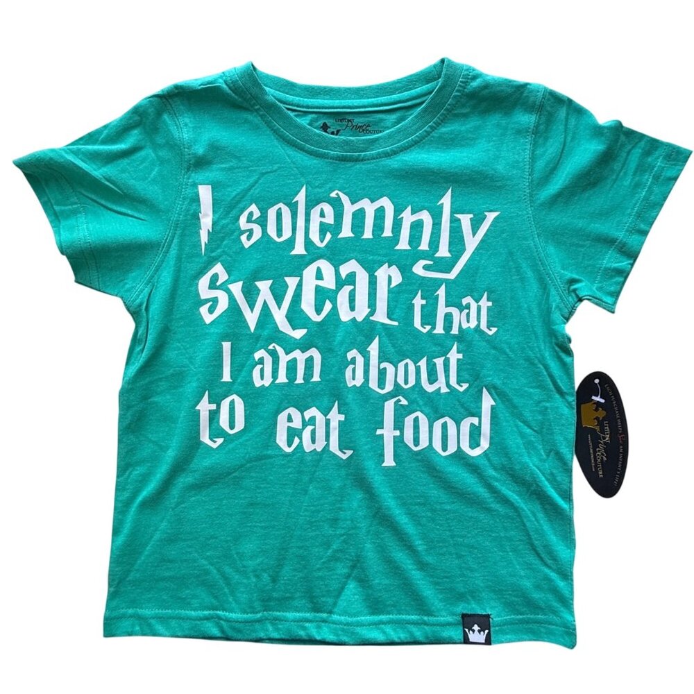 Littlest Prince Couture Toddler T-Shirt Size 5 Teal Cotton Blend Graphic Print